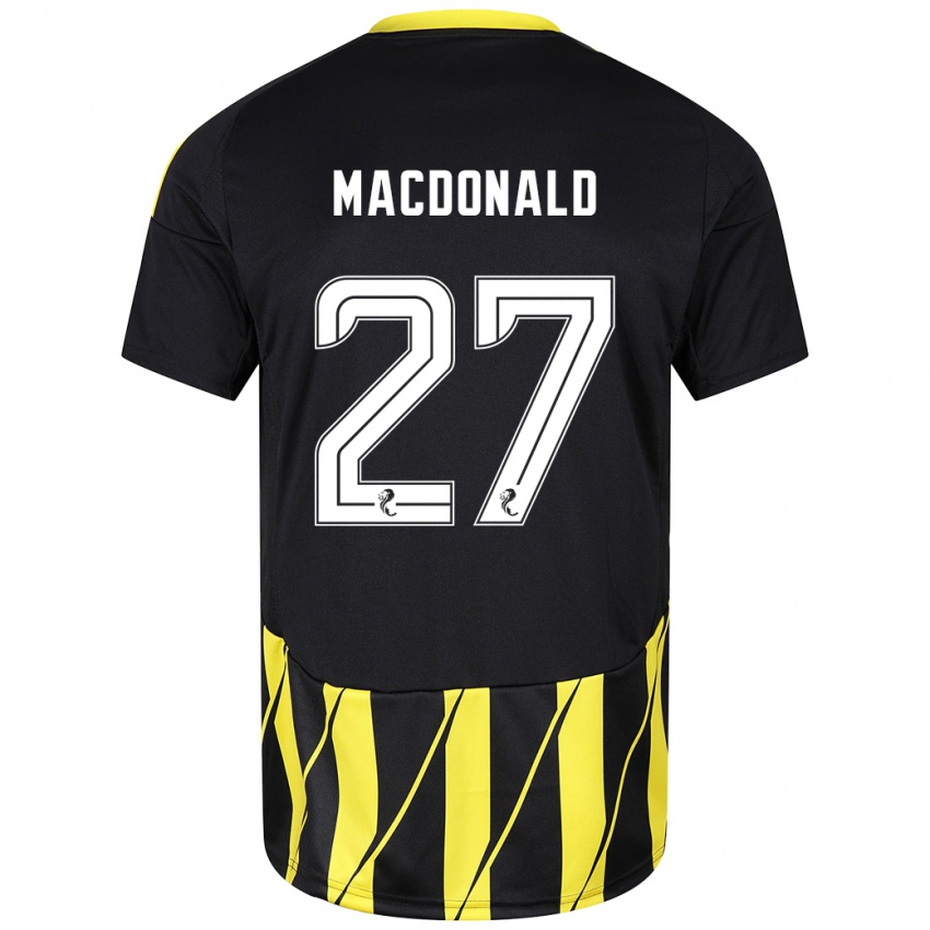 Uomo Maglia Angus Macdonald #27 Nero Giallo Kit Gara Away 2024/25 Maglietta