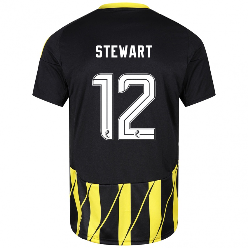 Uomo Maglia Hannah Stewart #12 Nero Giallo Kit Gara Away 2024/25 Maglietta