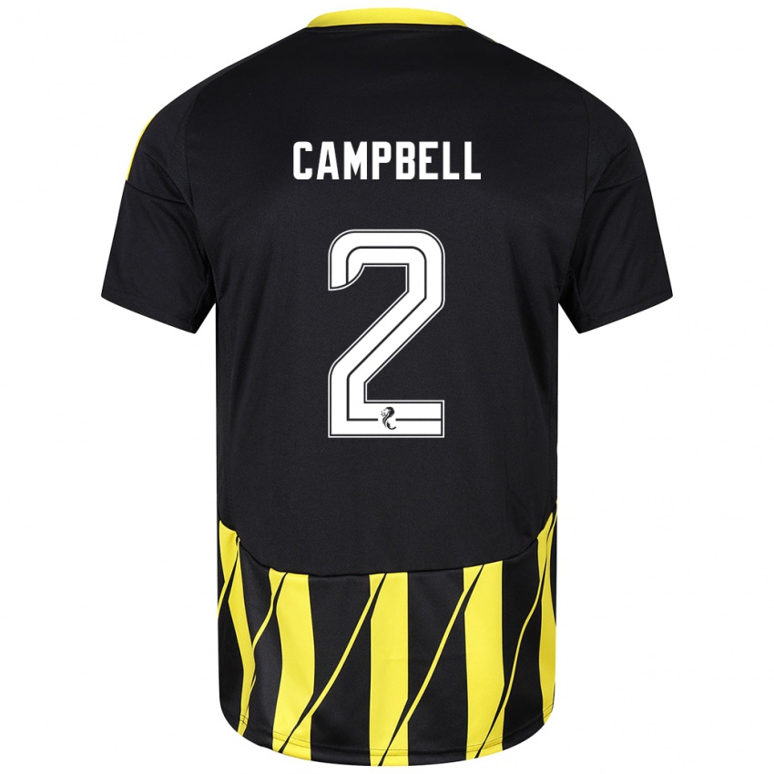 Uomo Maglia Loren Campbell #2 Nero Giallo Kit Gara Away 2024/25 Maglietta