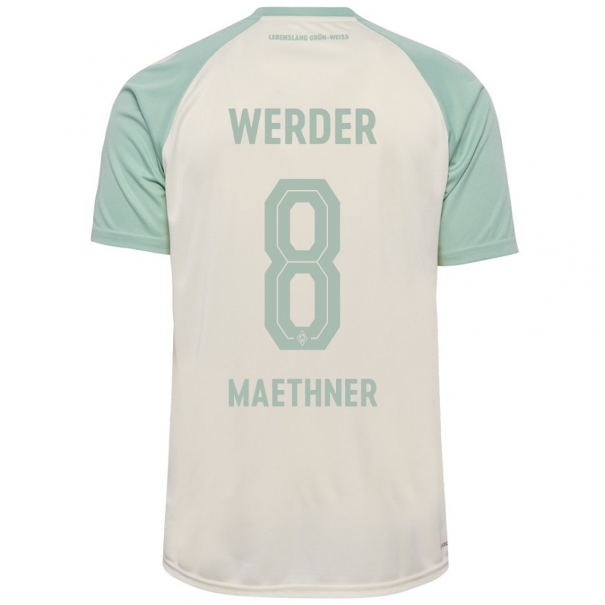 Uomo Maglia Finn Maethner #8 Bianco Sporco Verde Chiaro Kit Gara Away 2024/25 Maglietta