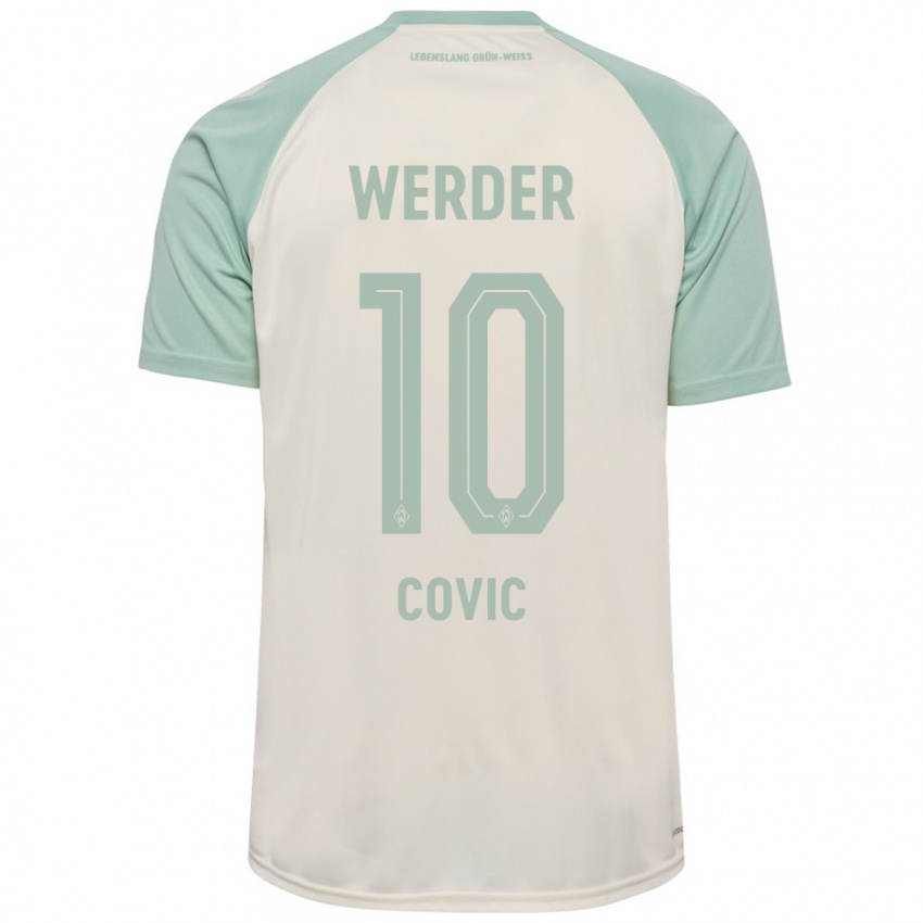 Uomo Maglia Patrice Covic #10 Bianco Sporco Verde Chiaro Kit Gara Away 2024/25 Maglietta