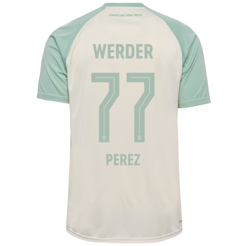 Uomo Maglia Catalina Pérez Jaramillo #77 Bianco Sporco Verde Chiaro Kit Gara Away 2024/25 Maglietta