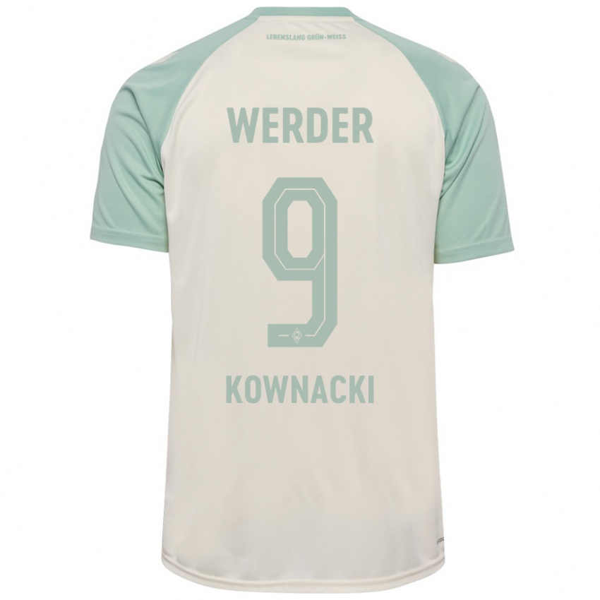 Uomo Maglia Dawid Kownacki #9 Bianco Sporco Verde Chiaro Kit Gara Away 2024/25 Maglietta