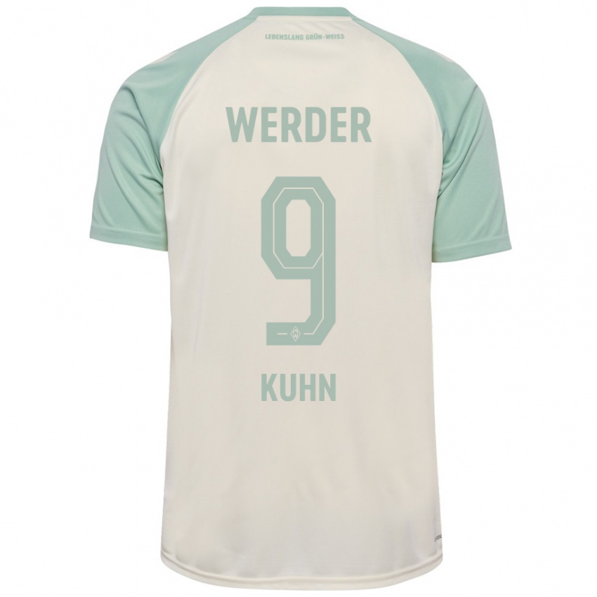 Uomo Maglia Philipp Kühn #9 Bianco Sporco Verde Chiaro Kit Gara Away 2024/25 Maglietta