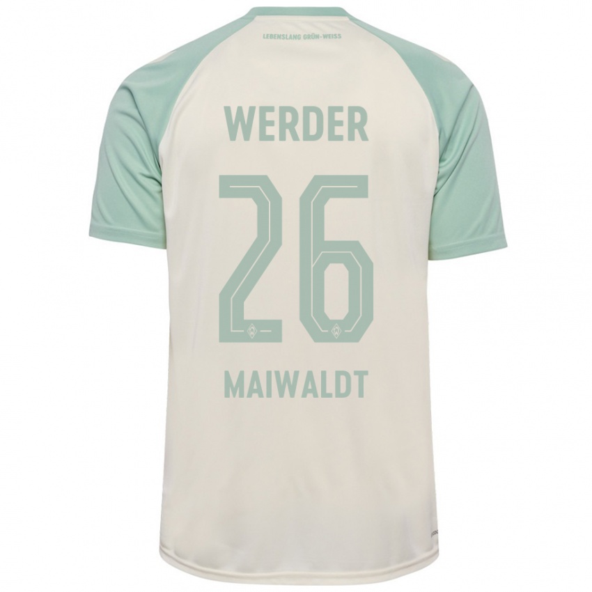 Uomo Maglia Julius Maiwaldt #26 Bianco Sporco Verde Chiaro Kit Gara Away 2024/25 Maglietta