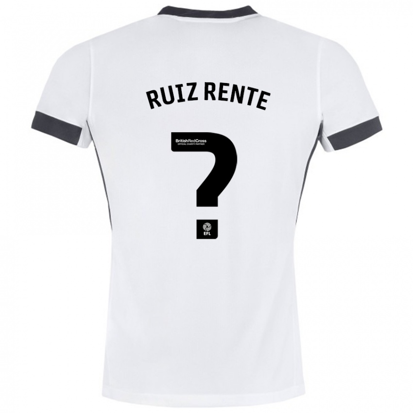 Uomo Maglia Álvaro Ruiz Rente #0 Bianco Nero Kit Gara Away 2024/25 Maglietta