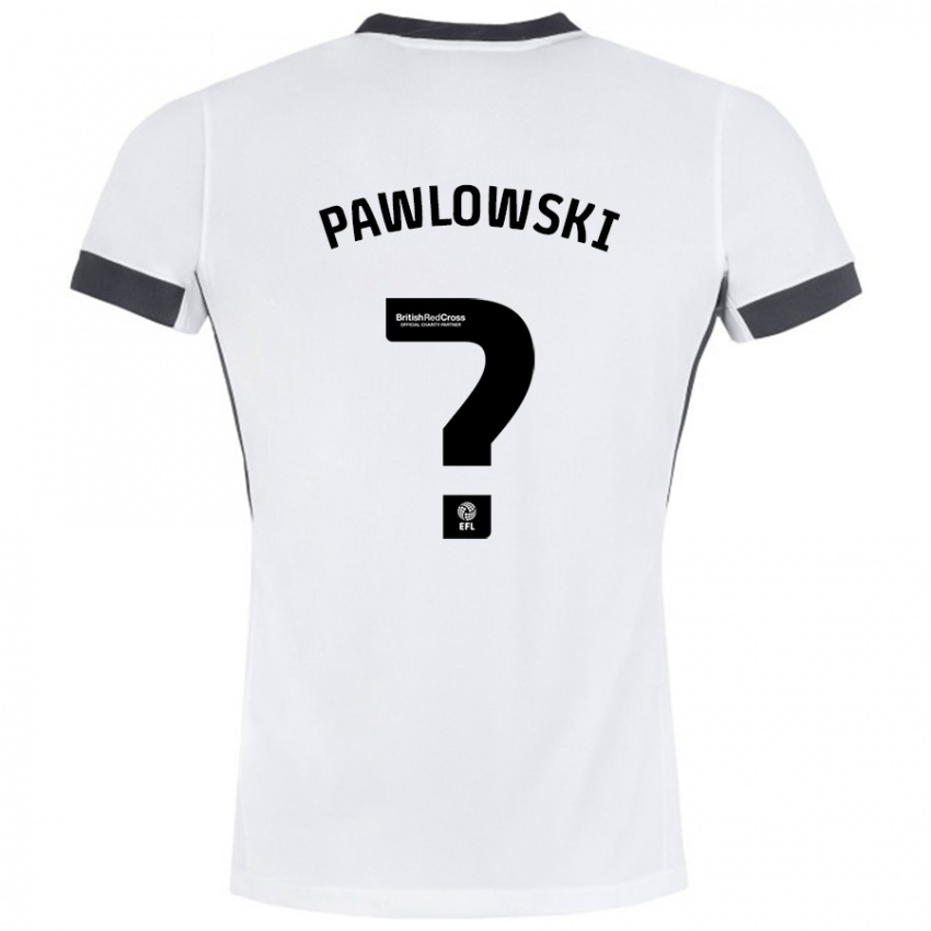 Uomo Maglia Jakub Pawlowski #0 Bianco Nero Kit Gara Away 2024/25 Maglietta