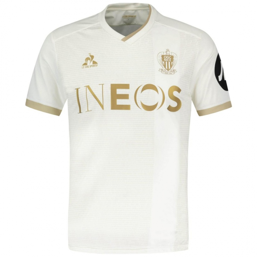 Uomo Maglia Lenny Pley #0 Bianco Oro Kit Gara Away 2024/25 Maglietta