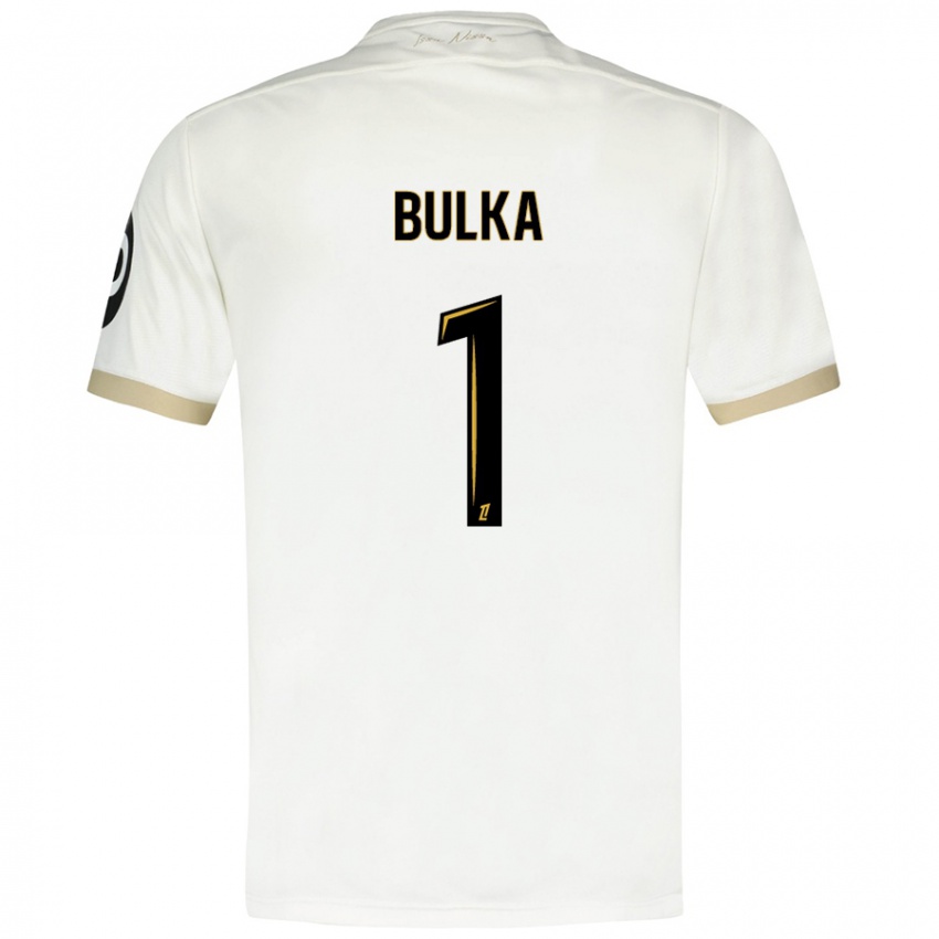 Uomo Maglia Marcin Bulka #1 Bianco Oro Kit Gara Away 2024/25 Maglietta