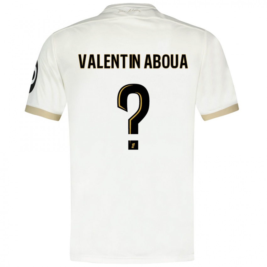 Uomo Maglia Louis Valentin Aboua #0 Bianco Oro Kit Gara Away 2024/25 Maglietta