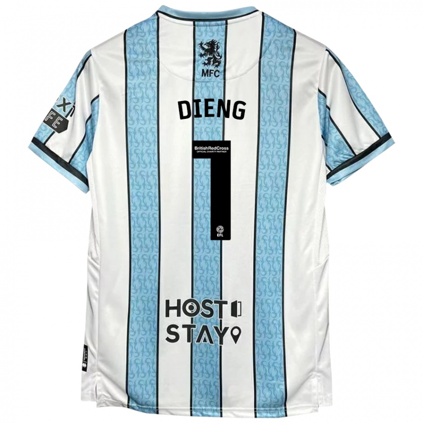 Uomo Maglia Seny Dieng #1 Bianco Blu Kit Gara Away 2024/25 Maglietta