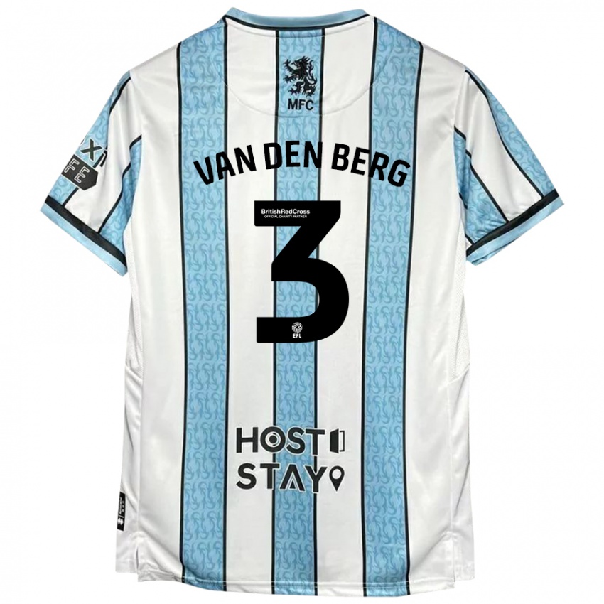 Uomo Maglia Rav Van Den Berg #3 Bianco Blu Kit Gara Away 2024/25 Maglietta