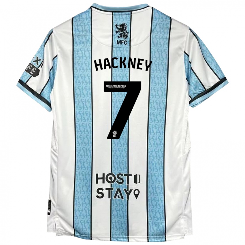 Uomo Maglia Hayden Hackney #7 Bianco Blu Kit Gara Away 2024/25 Maglietta