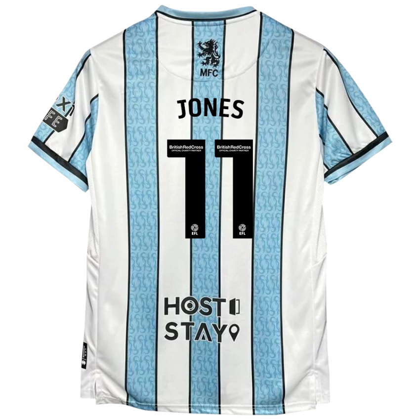 Uomo Maglia Isaiah Jones #11 Bianco Blu Kit Gara Away 2024/25 Maglietta