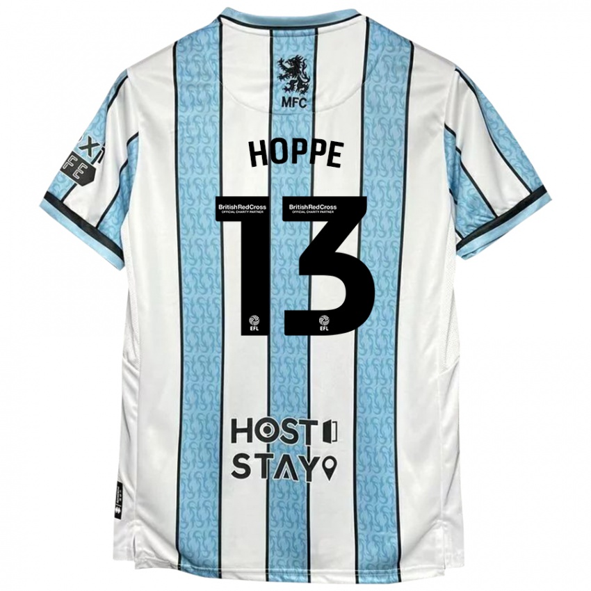 Uomo Maglia Matthew Hoppe #13 Bianco Blu Kit Gara Away 2024/25 Maglietta