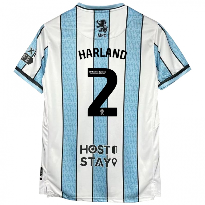 Uomo Maglia Jane Harland #2 Bianco Blu Kit Gara Away 2024/25 Maglietta