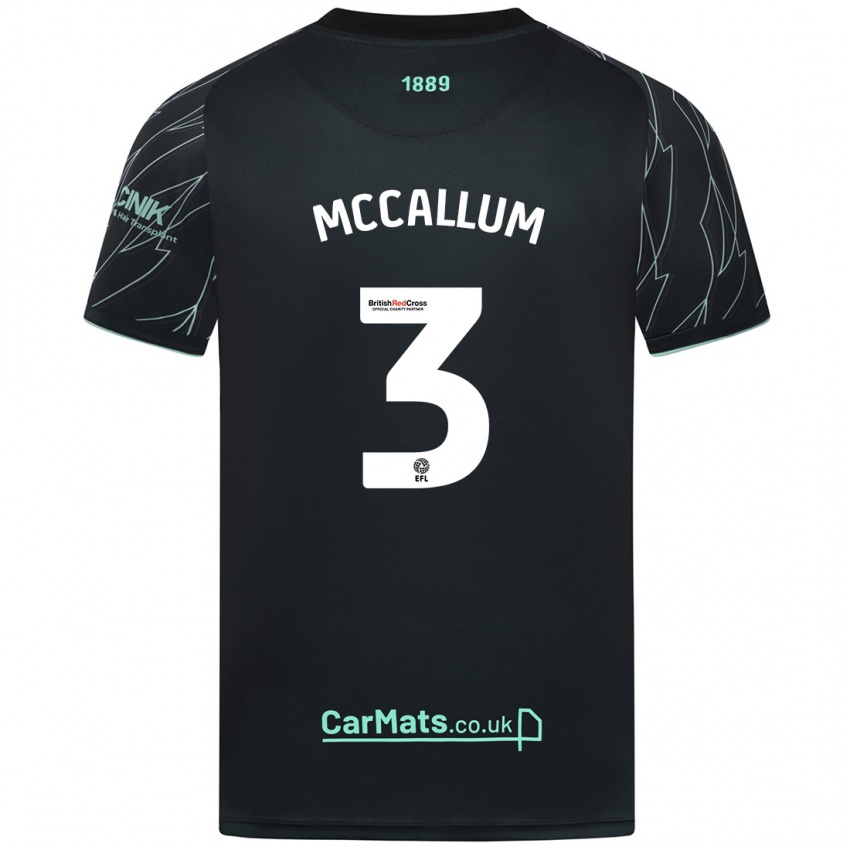 Uomo Maglia Sam Mccallum #3 Nero Verde Kit Gara Away 2024/25 Maglietta