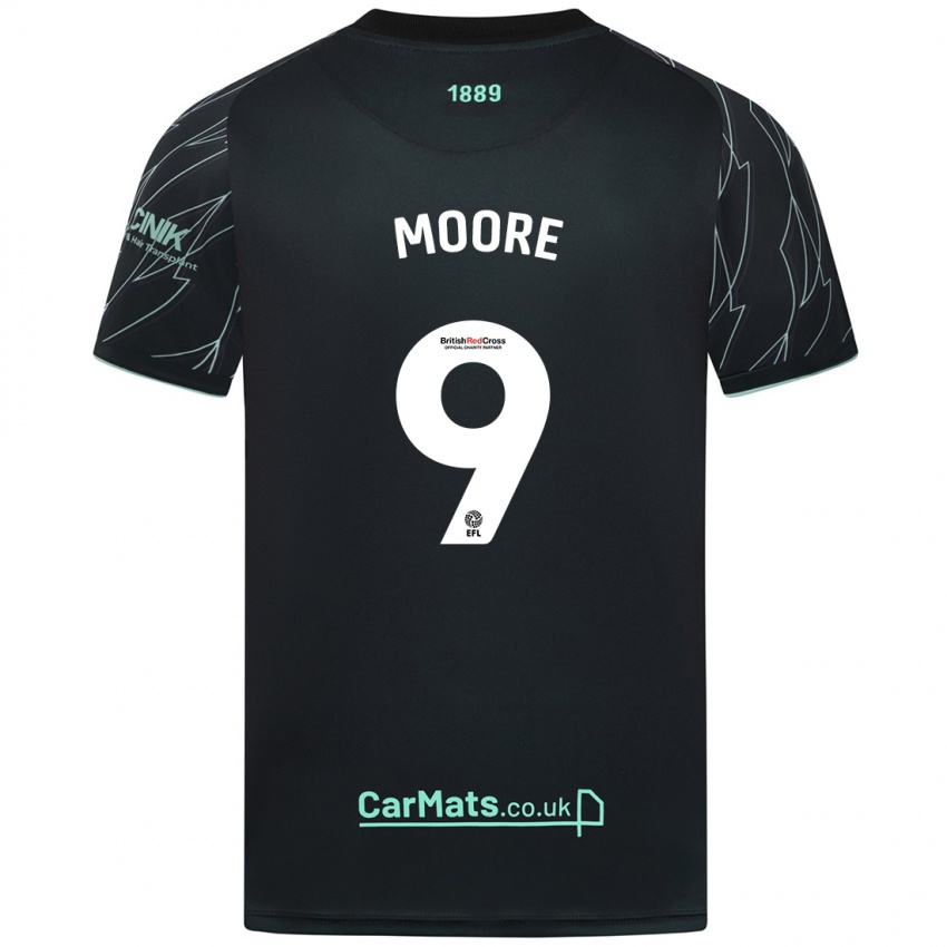 Uomo Maglia Kieffer Moore #9 Nero Verde Kit Gara Away 2024/25 Maglietta