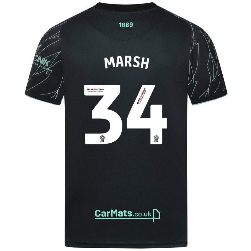 Uomo Maglia Louie Marsh #34 Nero Verde Kit Gara Away 2024/25 Maglietta