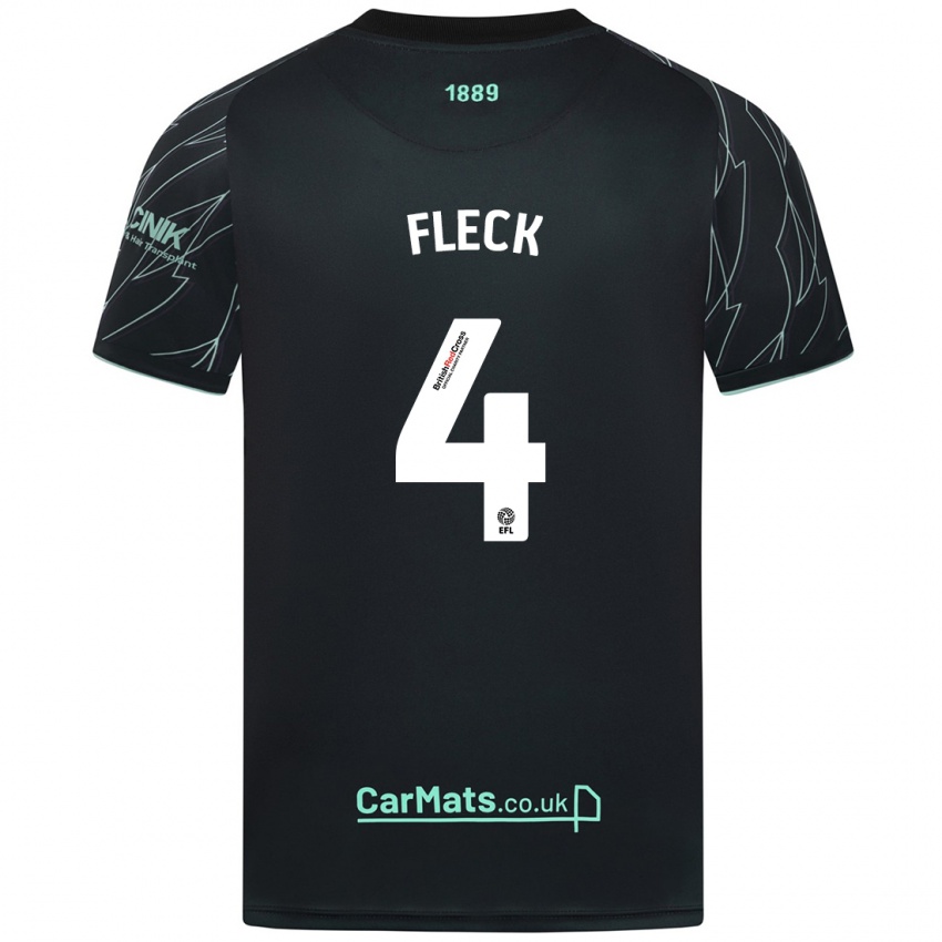 Uomo Maglia John Fleck #4 Nero Verde Kit Gara Away 2024/25 Maglietta