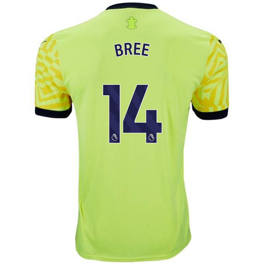 Uomo Maglia James Bree #14 Giallo Kit Gara Away 2024/25 Maglietta