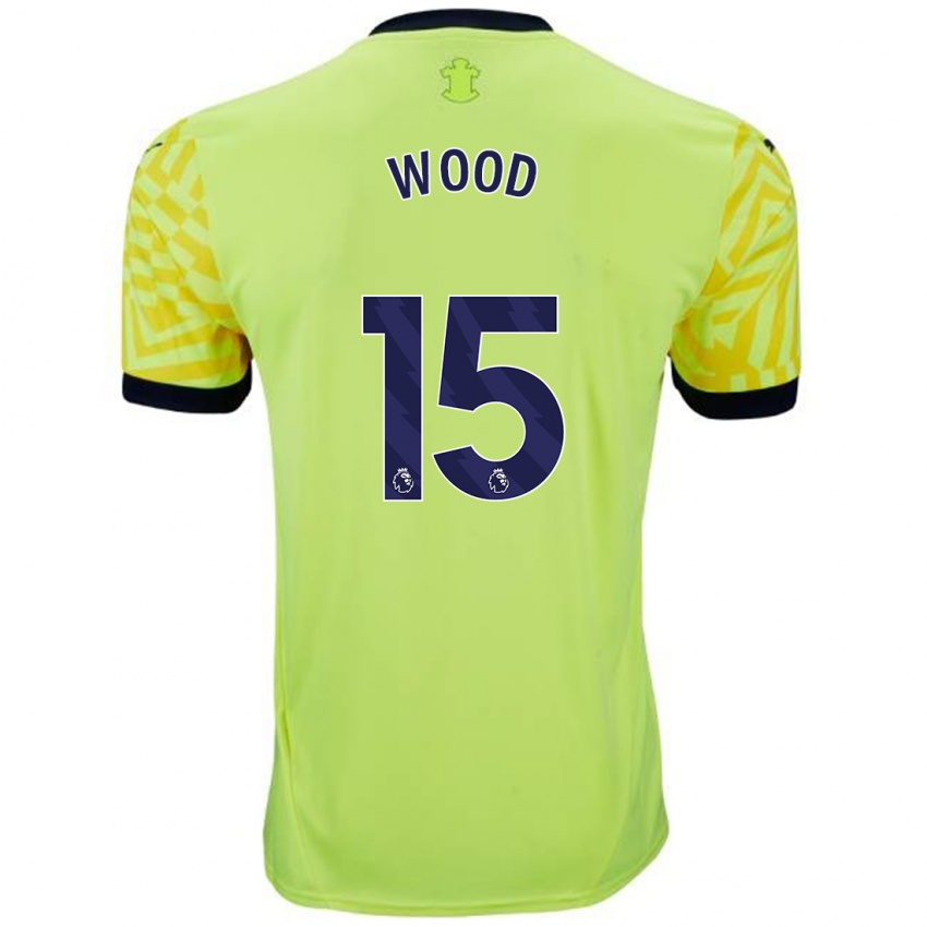 Uomo Maglia Nathan Wood #15 Giallo Kit Gara Away 2024/25 Maglietta