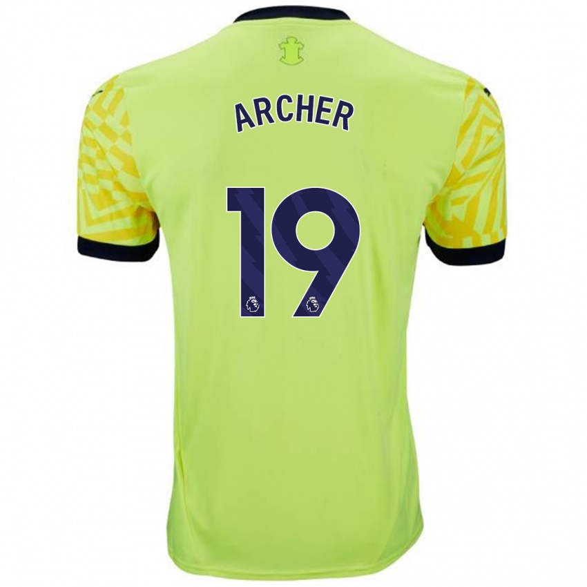 Uomo Maglia Cameron Archer #19 Giallo Kit Gara Away 2024/25 Maglietta