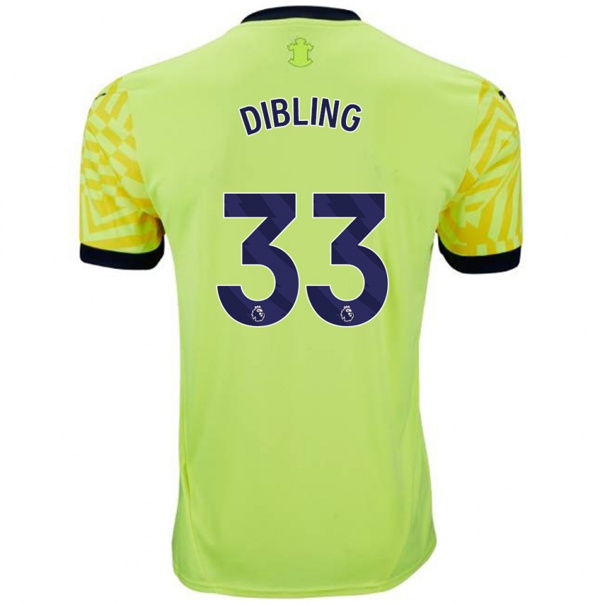 Uomo Maglia Tyler Dibling #33 Giallo Kit Gara Away 2024/25 Maglietta