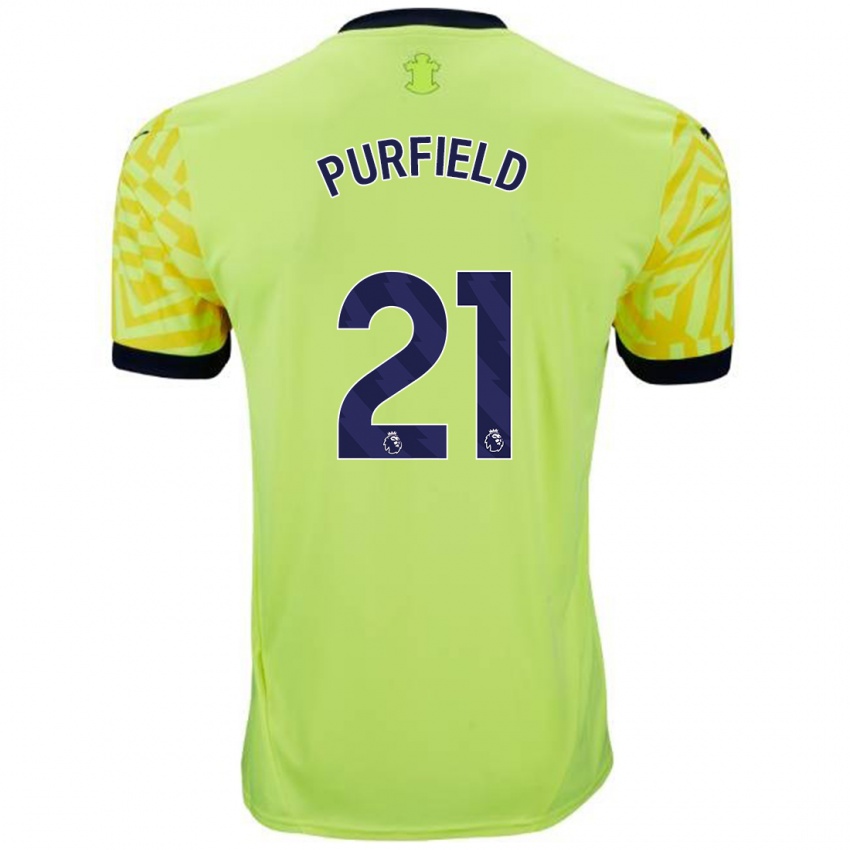 Uomo Maglia Jemma Purfield #21 Giallo Kit Gara Away 2024/25 Maglietta