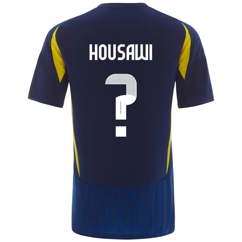 Uomo Maglia Asser Housawi #0 Blu Giallo Kit Gara Away 2024/25 Maglietta