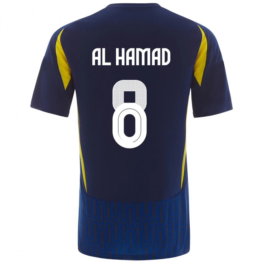 Uomo Maglia Sara Al-Hamad #8 Blu Giallo Kit Gara Away 2024/25 Maglietta