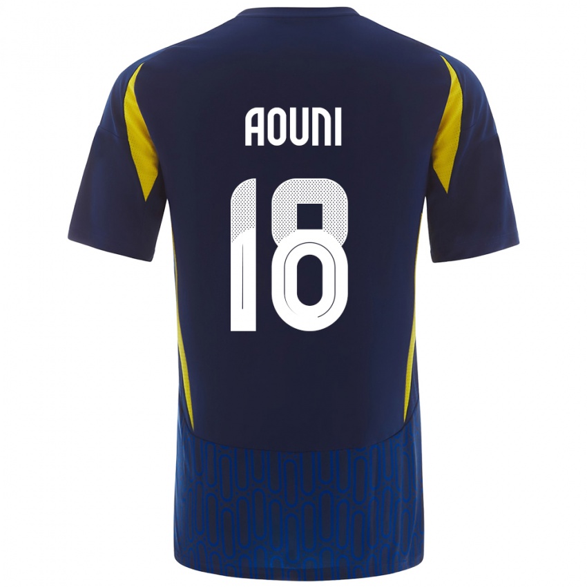 Uomo Maglia Samia Aouni #18 Blu Giallo Kit Gara Away 2024/25 Maglietta