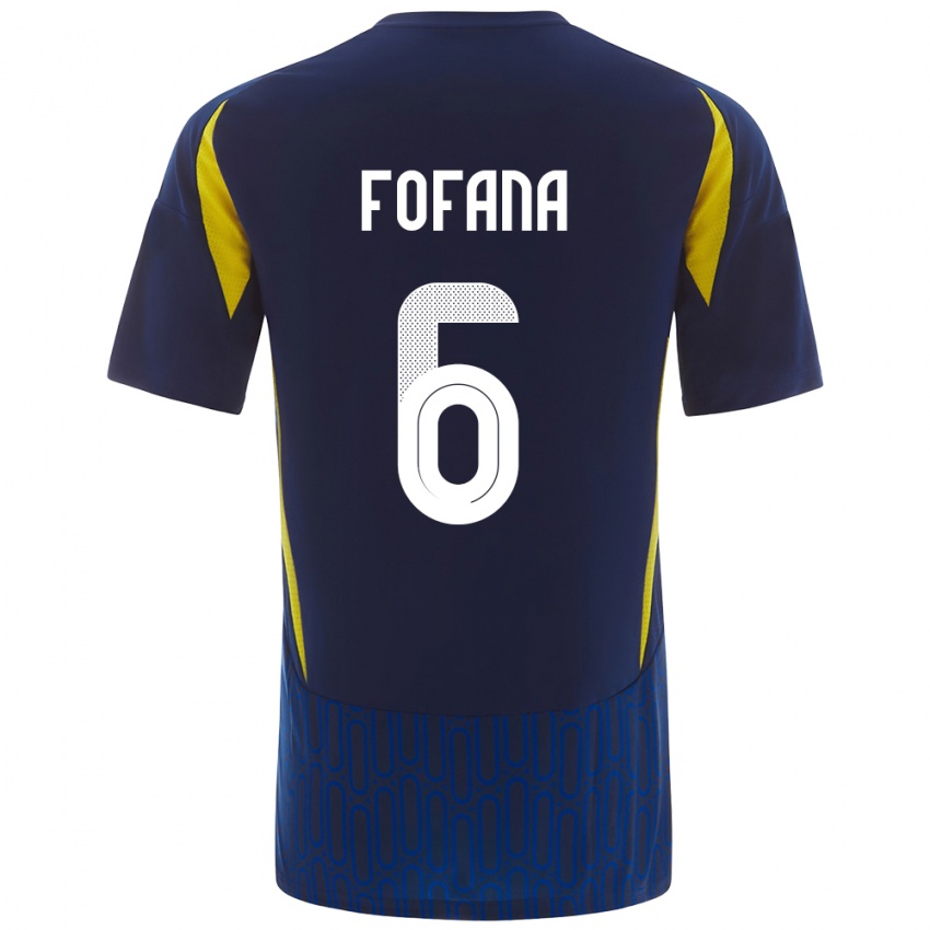 Uomo Maglia Seko Fofana #6 Blu Giallo Kit Gara Away 2024/25 Maglietta