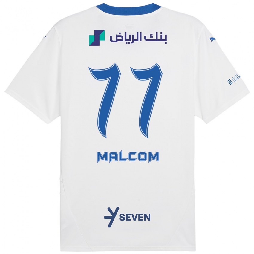 Uomo Maglia Malcom #77 Bianco Blu Kit Gara Away 2024/25 Maglietta