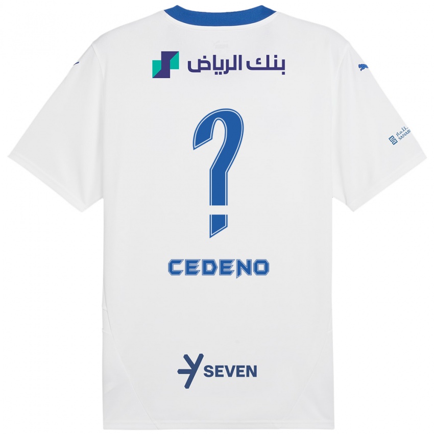 Uomo Maglia Lineth Cedeño #0 Bianco Blu Kit Gara Away 2024/25 Maglietta