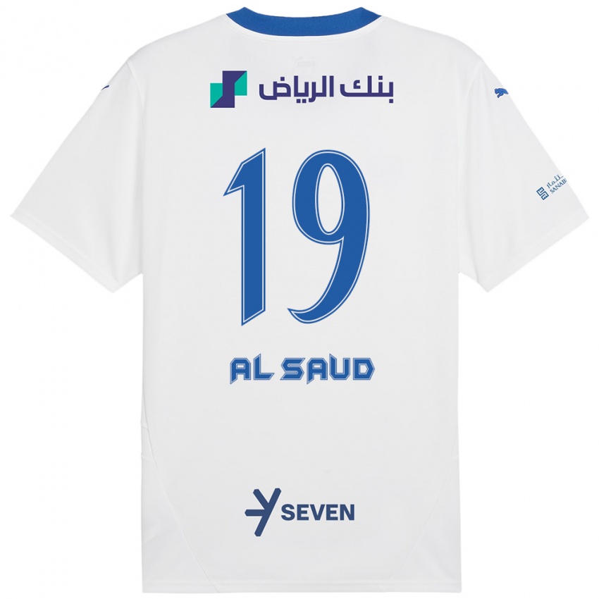 Uomo Maglia Manal Al Saud #19 Bianco Blu Kit Gara Away 2024/25 Maglietta