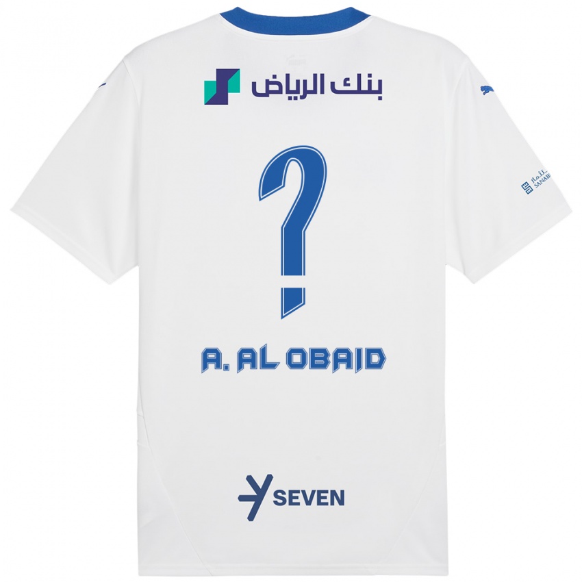 Uomo Maglia Abdulrahman Al-Obaid #0 Bianco Blu Kit Gara Away 2024/25 Maglietta