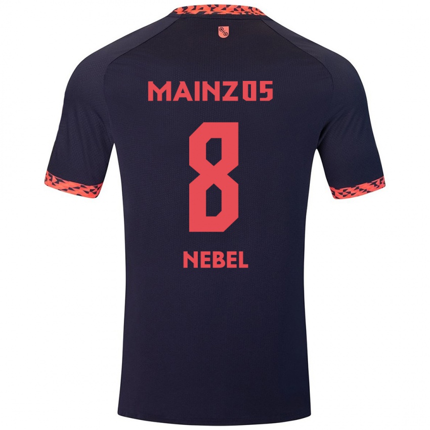 Uomo Maglia Paul Nebel #8 Blu Corallo Rosso Kit Gara Away 2024/25 Maglietta