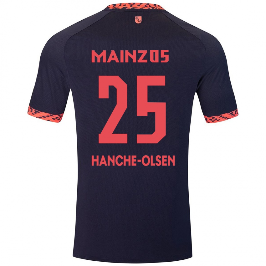 Uomo Maglia Andreas Hanche-Olsen #25 Blu Corallo Rosso Kit Gara Away 2024/25 Maglietta