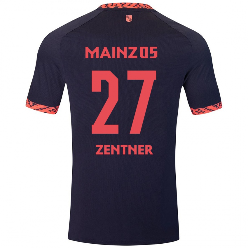 Uomo Maglia Robin Zentner #27 Blu Corallo Rosso Kit Gara Away 2024/25 Maglietta