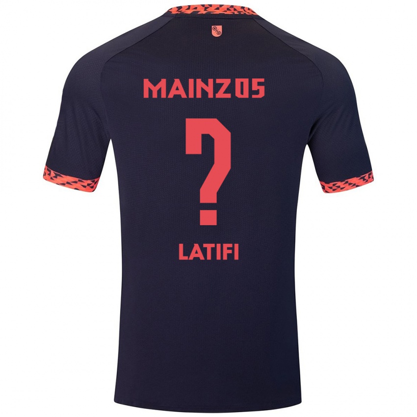 Uomo Maglia Artan Latifi #0 Blu Corallo Rosso Kit Gara Away 2024/25 Maglietta