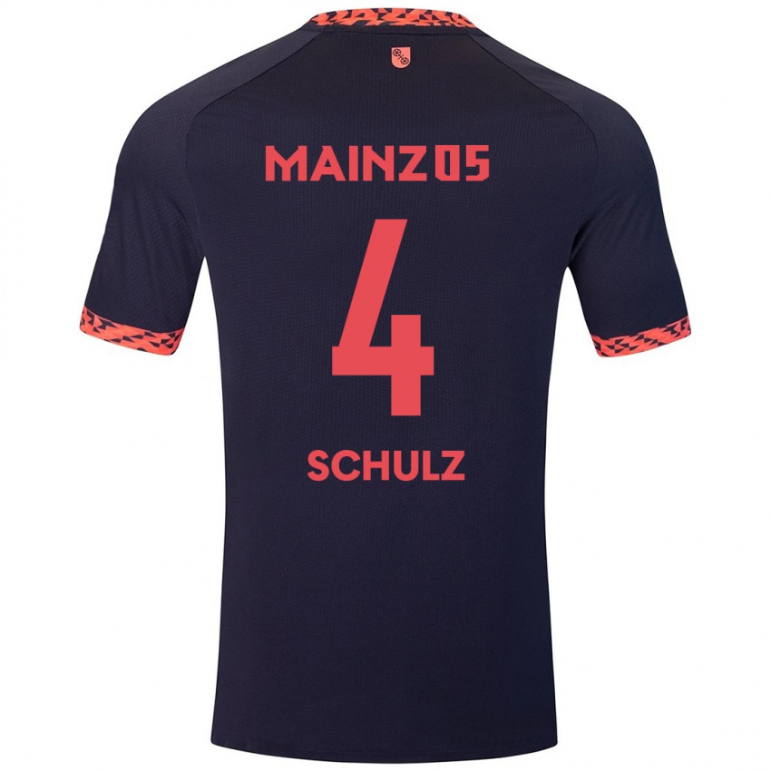 Uomo Maglia Philipp Schulz #4 Blu Corallo Rosso Kit Gara Away 2024/25 Maglietta