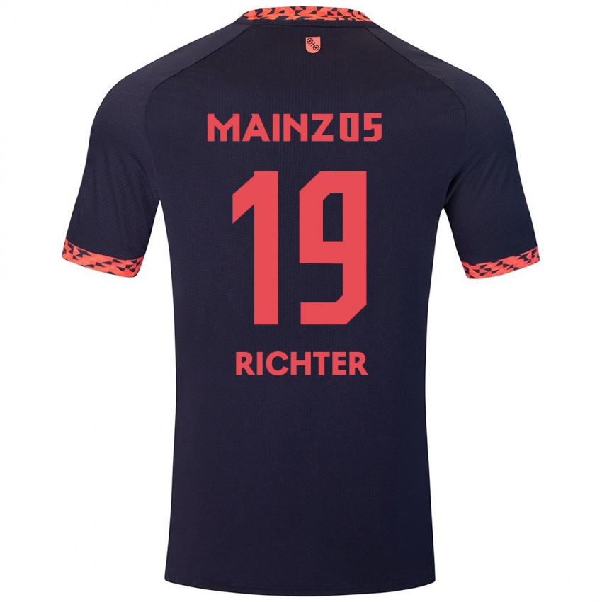 Uomo Maglia Marc Richter #19 Blu Corallo Rosso Kit Gara Away 2024/25 Maglietta