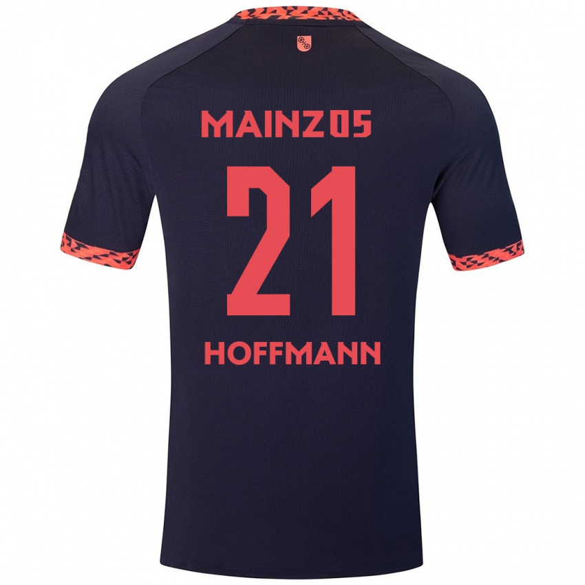 Uomo Maglia Leon Hoffmann #21 Blu Corallo Rosso Kit Gara Away 2024/25 Maglietta