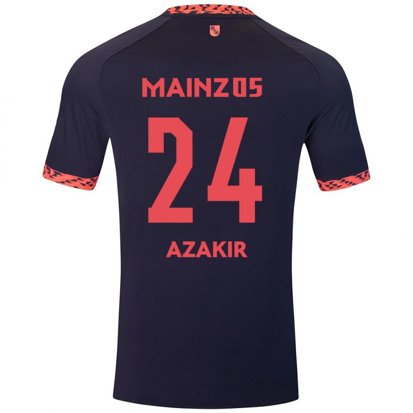 Uomo Maglia Dennis Azakir #24 Blu Corallo Rosso Kit Gara Away 2024/25 Maglietta