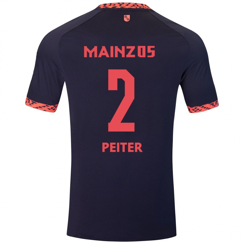 Uomo Maglia Chiara Peiter #2 Blu Corallo Rosso Kit Gara Away 2024/25 Maglietta