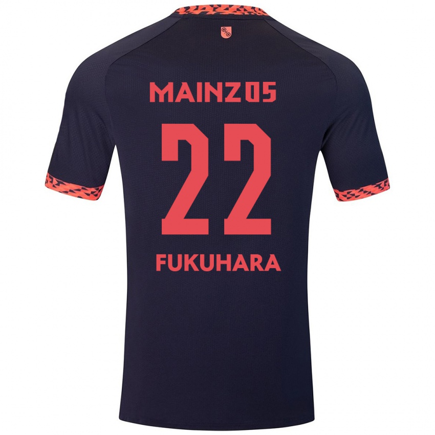 Uomo Maglia Yuuka Fukuhara #22 Blu Corallo Rosso Kit Gara Away 2024/25 Maglietta