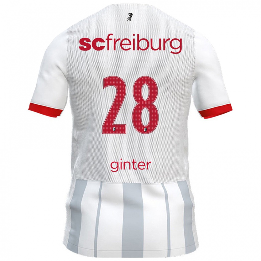 Uomo Maglia Matthias Ginter #28 Bianco Grigio Kit Gara Away 2024/25 Maglietta