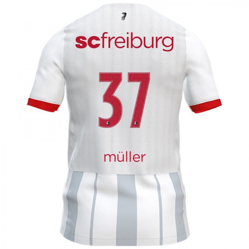 Uomo Maglia Ruben Müller #37 Bianco Grigio Kit Gara Away 2024/25 Maglietta