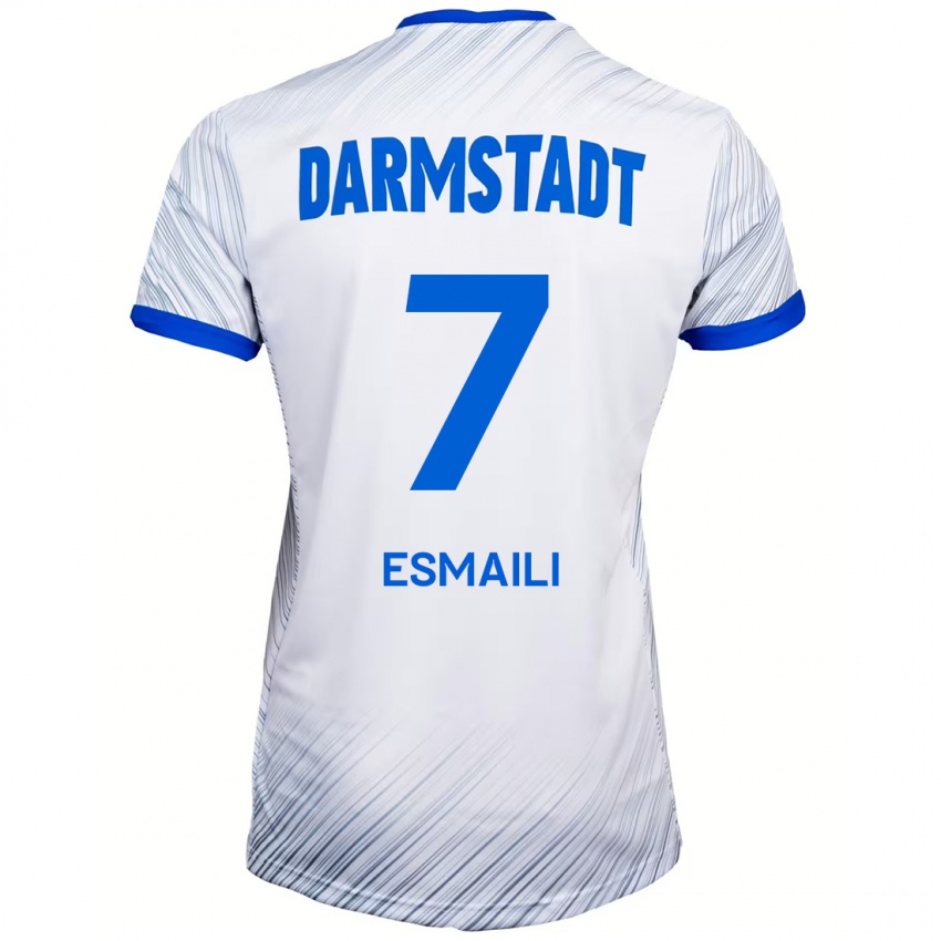 Uomo Maglia Ali Esmaili #7 Bianco Blu Kit Gara Away 2024/25 Maglietta